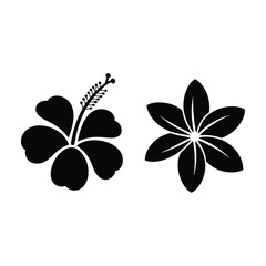 Tropical Flower Vector, Silhouette, Illustration
