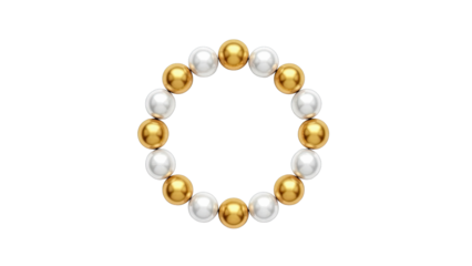Alternating Gold and Silver Spheres in a Circle on White
