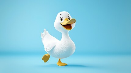 Cheerful Cartoon Duck Character with Bright Background and Playful Expression