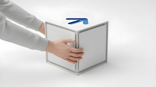 hand holding or pushing a box