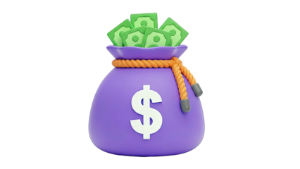 3D Cartoon Money Bag with Dollar Sign