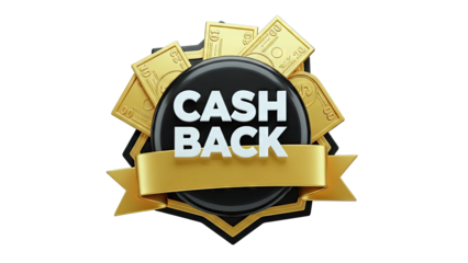 Cash Back Promotion with Gold Money and Ribbon