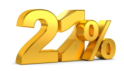 Gold rendered digits showing 21% against white backdrop