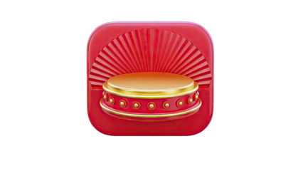 Red and Gold Pedestal with Fan Decoration