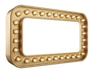 Gold picture frame with rhinestones isolated on transparent background