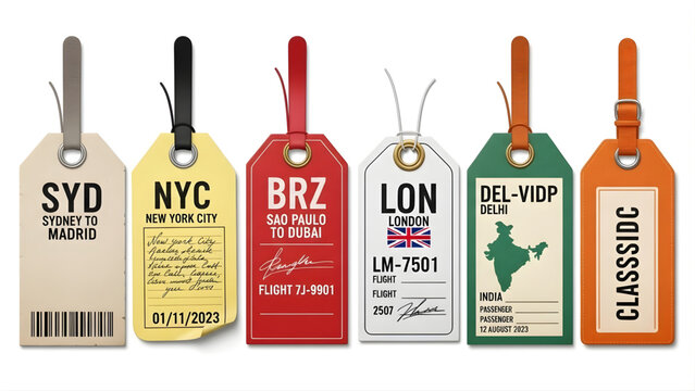 Luggage tag collection for international travel