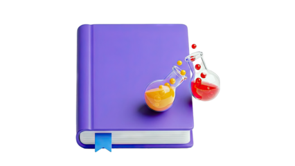 Book with Chemistry Flasks