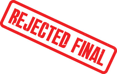 A red rejected stamp on a white background viewed from a straightforward angle