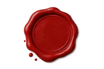 Red wax seal creating official document concept
