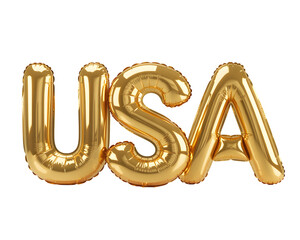 Golden usa balloons isolated on transparent background