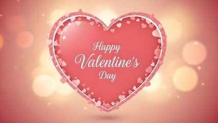 Festive Valentine's Day greeting with a sparkling heart and soft pink background for romantic celebrations.