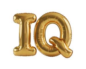 Golden iq balloon letters isolated on transparent background