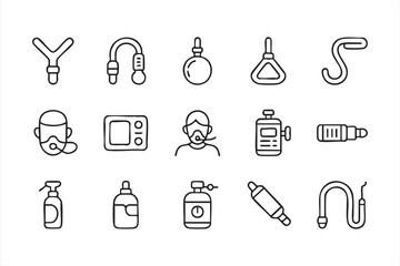 Medical Oxygen and Respiratory Line Icons for Healthcare UI Design