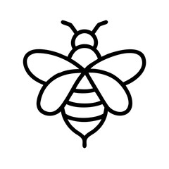 Simple line art of bee with symmetrical wings and body  