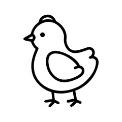 Cartoon chick standing with simple outlines on a white background  