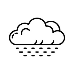 Simple line drawing of a cloud with rain falling  