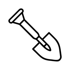 Garden shovel in minimalistic outline design  