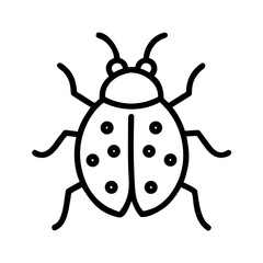Simple black line drawing of a cartoon beetle insect  