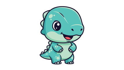 Obraz premium Adorable Cartoon Dinosaur Character Illustration on White Background 1.