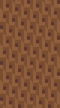 looping animation Seamless geometric pattern with an optical illusion of steps in shades of brown, creating a textured background.