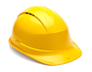 Close-up view of a vibrant yellow protective hard hat