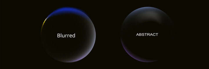 Abstract circle shapes with gradient isolated on black background. Vector set. Fluid vivid gradients for banners. Modern trendy design. Liquid shape. Colorful bright neon template.