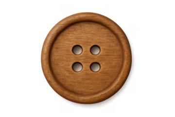 Wooden button for sewing and apparel isolated