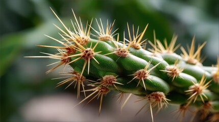 Macro shot of a cactus spines, showcasing the texture and natural patterns of the plant. 