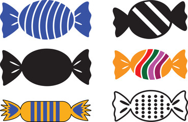 Candy Vector Icon Set Collection. Colorful Wrapped Sweet Candy Vector Illustration.