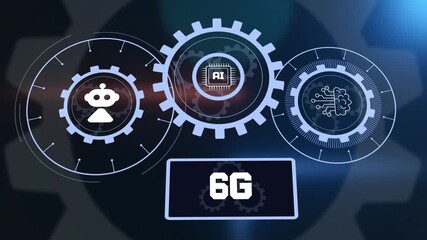 6G technology infrastructure. Futuristic business communication with artificial intelligence. Digital world, ultra fast networking and next-gen innovation concept. - Powered by Adobe