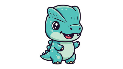 Fototapeta premium Adorable Cartoon Alligator Character with Big Eyes and Friendly Smile.