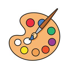 Paint palette with brush Vector