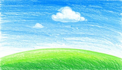 Obraz premium ほのぼのとした草原の風景画