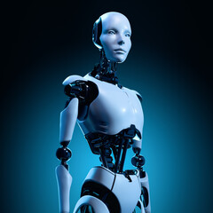 Futuristic Cyborg Robot Representing Advanced Artificial Intelligence Technology