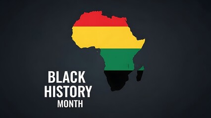 Black History Month celebration with African continent map and flag colors on dark background