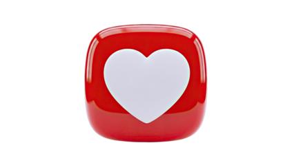 3D Red Heart Icon with White Center