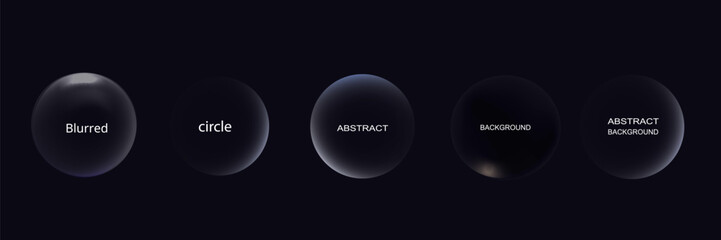 Abstract circle shapes with gradient isolated on black background. Vector set. Fluid vivid gradients for banners. Modern trendy design. Liquid shape. Colorful bright neon template.