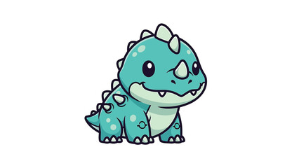 Fototapeta premium Adorable Cartoon Ankylosaurus Illustration with Spikes and Teal Scales.