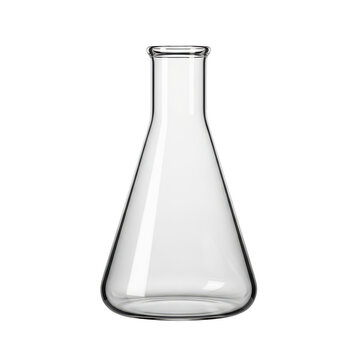 Clear glass erlenmeyer flask isolated on transparent background