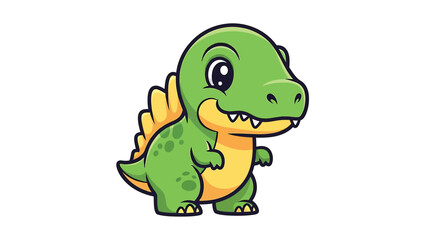 Fototapeta premium Adorable Cartoon Dinosaur Character with Spikes and Big Eyes.