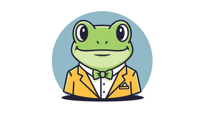 Obraz premium Cartoon Frog in a Suit A Charming Character Illustration.