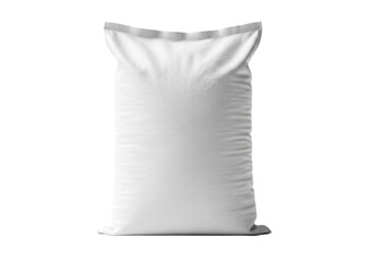 Large, full, white polypropylene sack, textured, upright on pristine transparent background with copy space, professional studio lighting, commercial product packaging concept