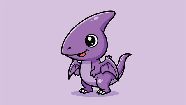 Adorable Cartoon Pterodactyl Illustration with Playful Expression.