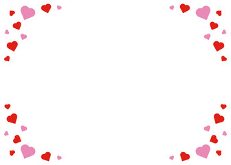 赤色とピンク色のハートのフレームイラスト