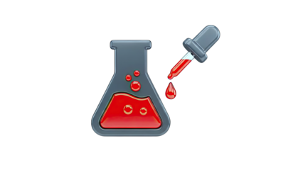 Chemistry Icon: Flask and Dropper with Red Liquid