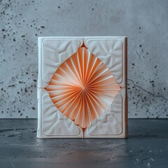 Minimalist White Box with Orange Fan Design