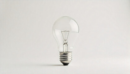Simple bright light bulb on a clean white background symbolizing new ideas, innovation, and creative solutions