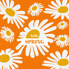 Abstract floral background with a minimalist daisy pattern. Spring background for Mother's Day and March 8th. Vector illustration.