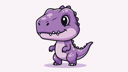 Adorable Cartoon Purple Dinosaur Character Illustration on Light Background.