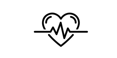 Heart rate line icon with ECG pulse rhythm